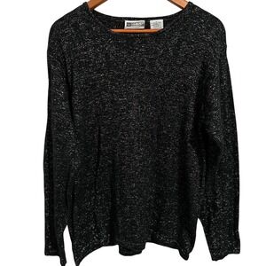 Russ Black Heavy Long-Sleeved Sweater‎ Metallic Silver Fibers Women's Size Large